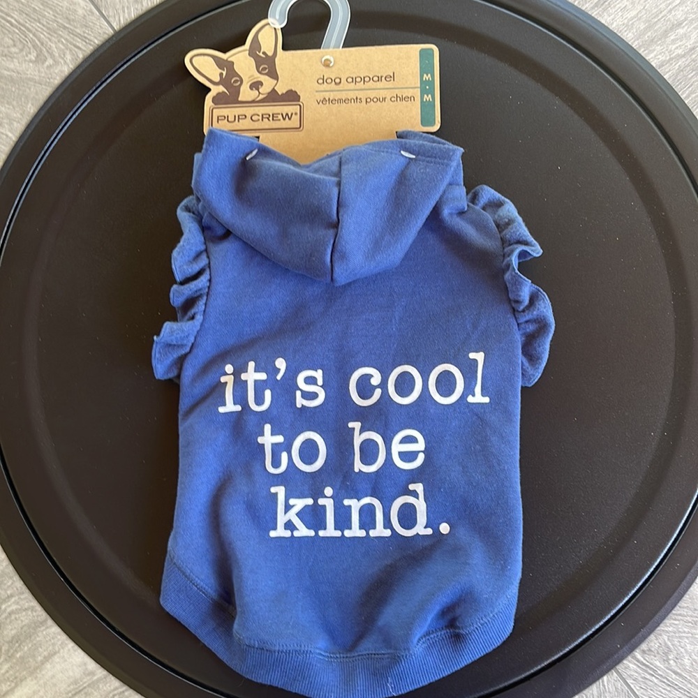 NWT Pup Crew M Blue Attire It’s Cool to Be Kind
